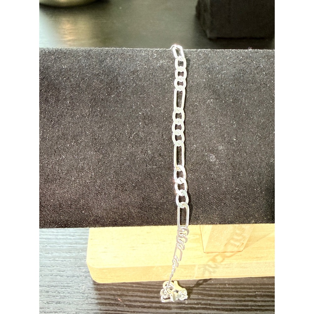 Figaro Chain Bracelet Unisex 7.5" Silver 925 Sterling Link Polish